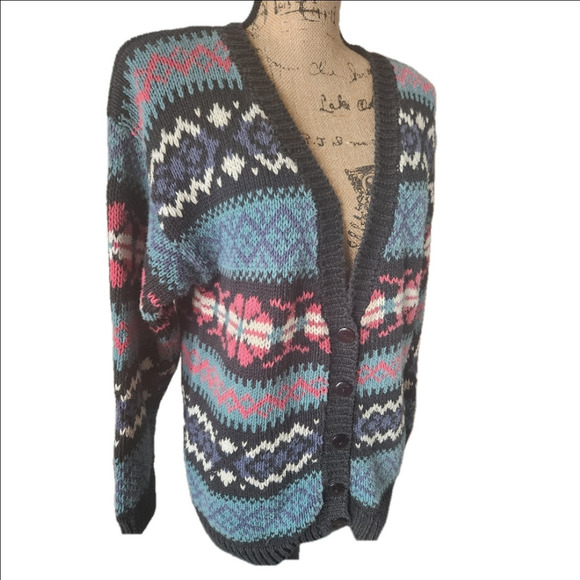 Med Woods & Gray Button Sweater - Picture 3 of 10